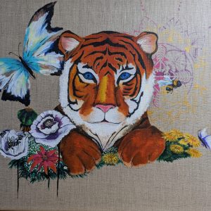 Tiger on linen canvas